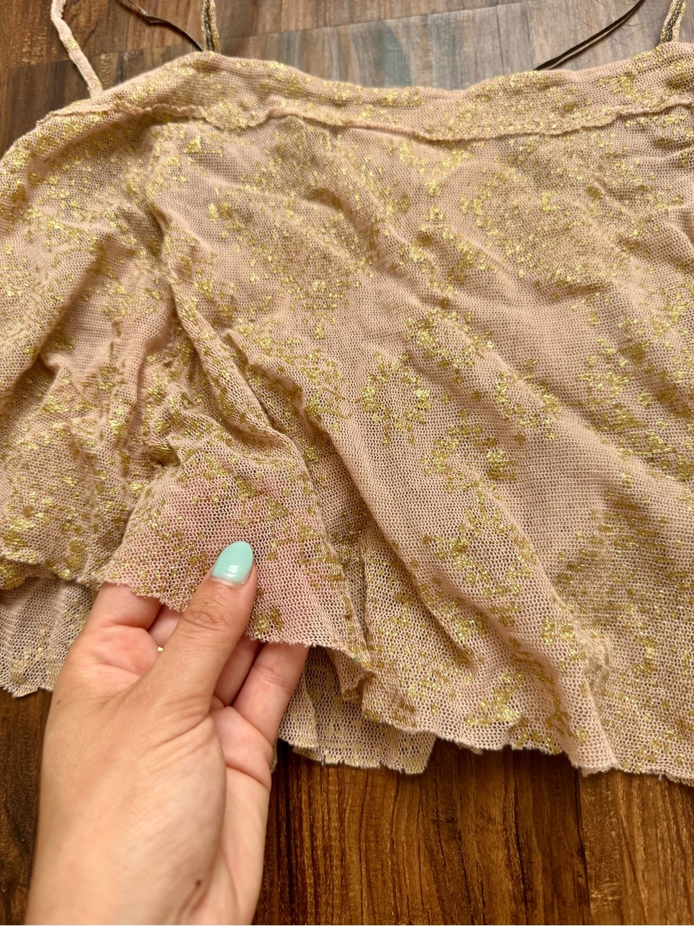 Gold Metallic Mesh Crop Cami, Size Small - Intimately by Free People - Picture 4 of 7